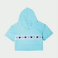 Kids Wear Teal Cropped Hoodie Shirt  – Cute Cat Print for Girls