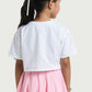 Kids Wear White Cropped Tee and Pink Skirt Set for Girls