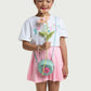 Kids Wear White Cropped Tee and Pink Skirt Set for Girls