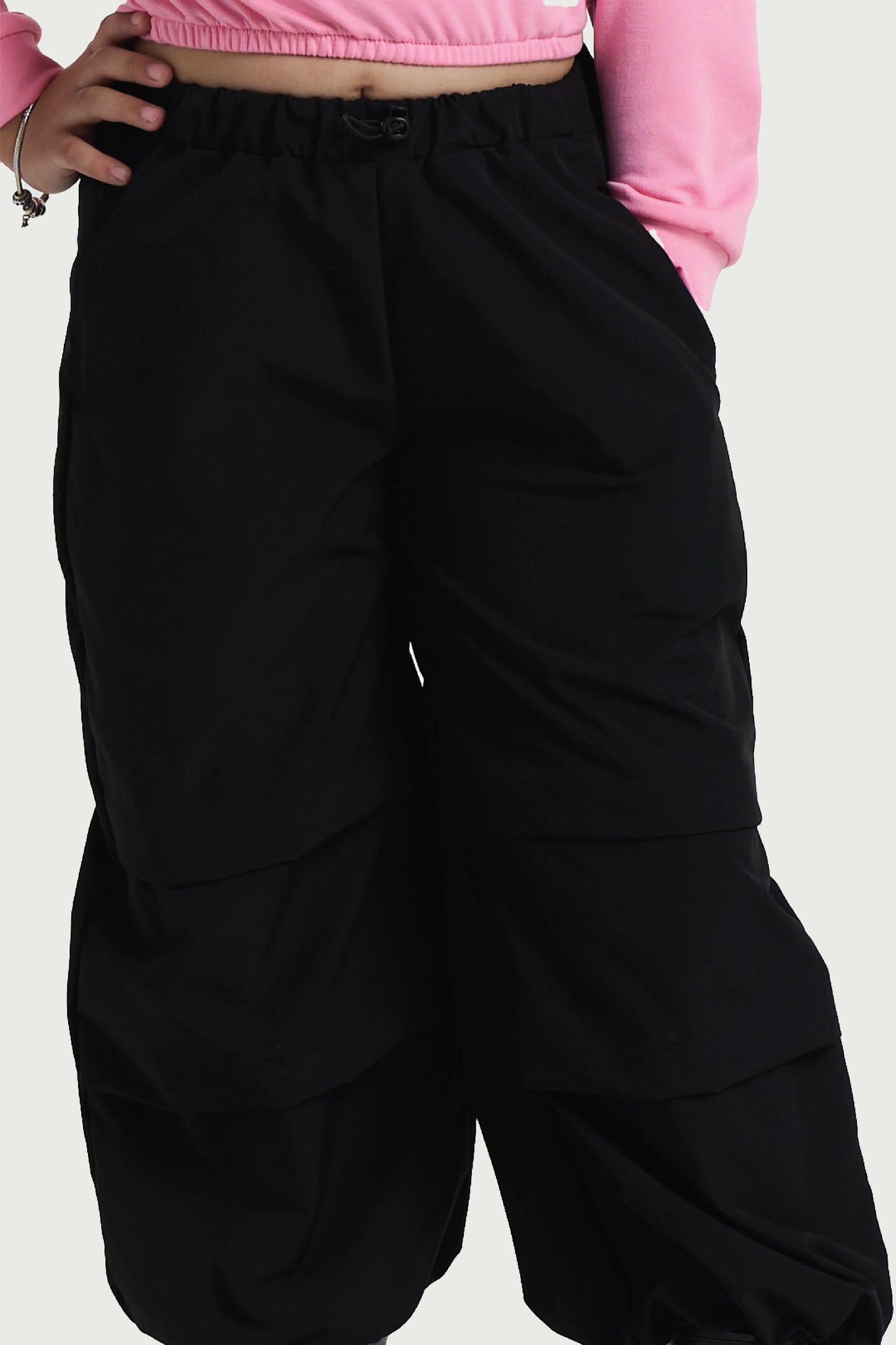 Kids' Black Cargo Pants – Adjustable Hem Jogger Style