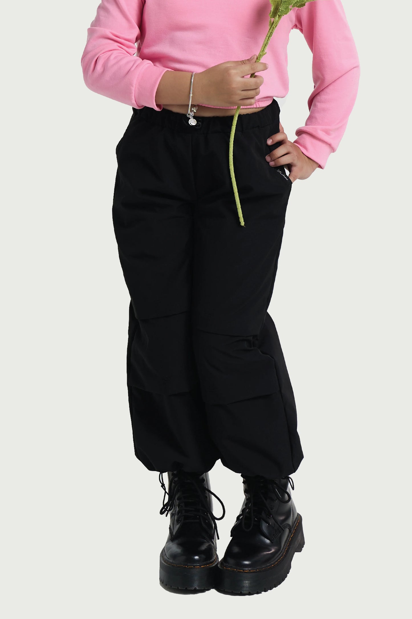 Kids' Black Cargo Pants – Adjustable Hem Jogger Style